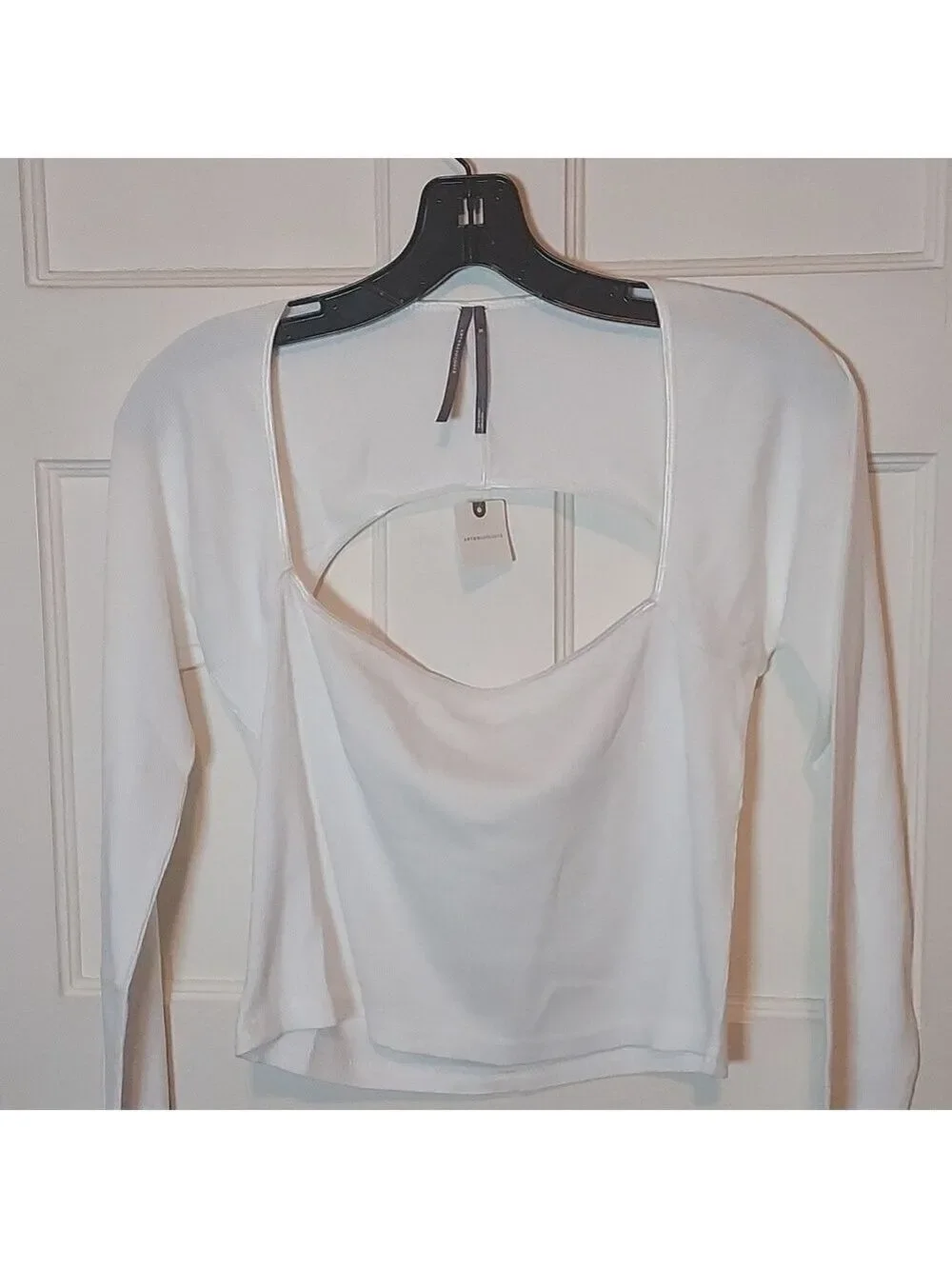 Anthropologie Long Sleeve Knit Crop Top Light Sand